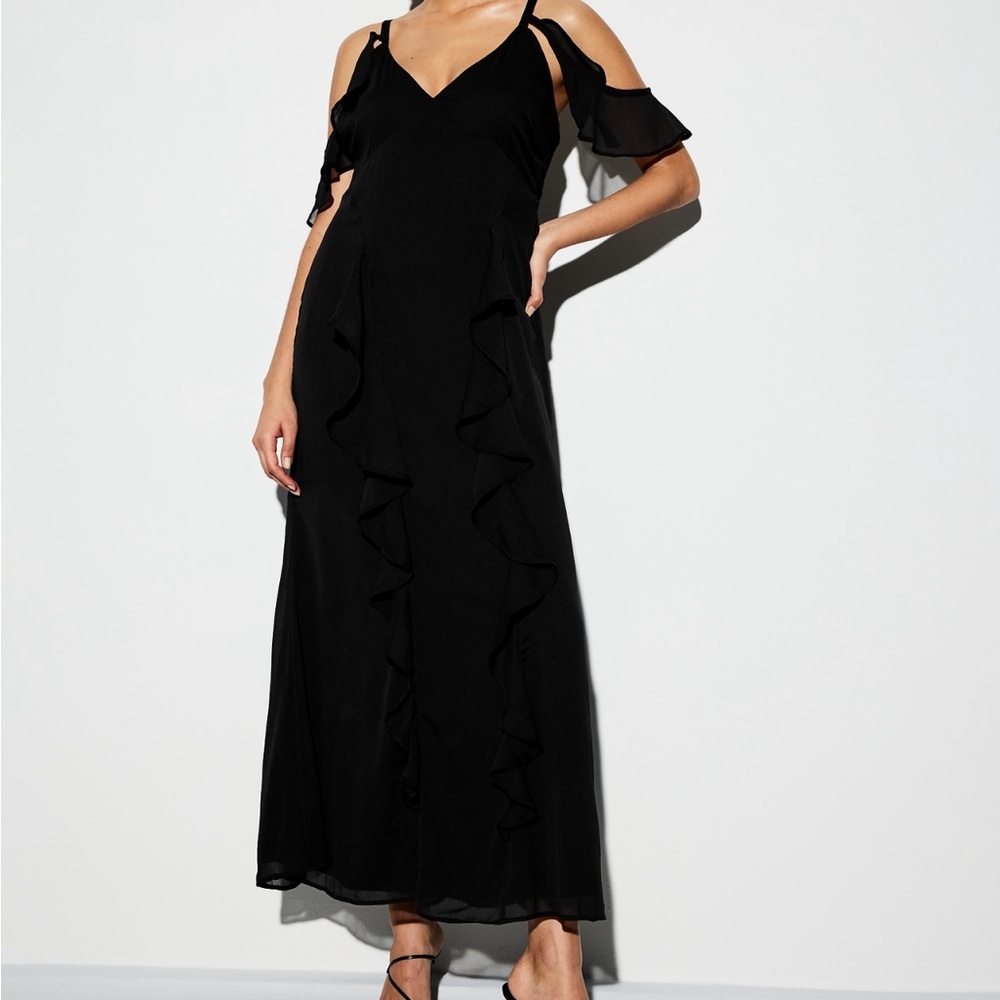 The Occasion by Old Navy Off-Shoulder Ruffle Chiffon Maxi Dress Size 2 NWT